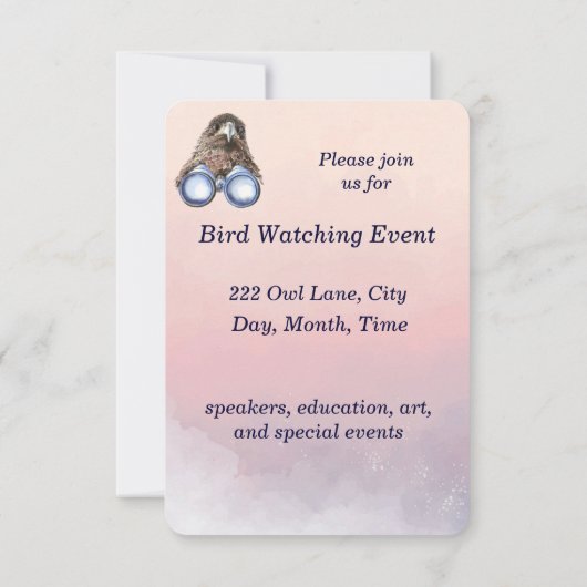 Leuke aangepaste vogelobservatie-evenement kaart (Achterkant)