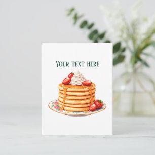 Leuke aanpasbare aardbeienpannenkoeken diner briefkaart