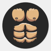 Leuke Aap Gorilla Borst Kostuum Halloween Ronde Sticker (Voorkant)