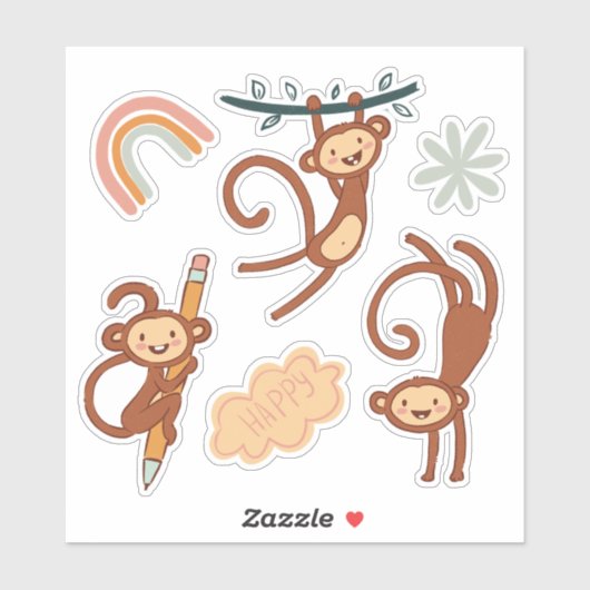 Leuke Aap Terug naar School Sticker (Vel)