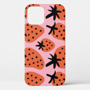 Leuke aardbei, met de hand getekend naadloos ontwe iPhone 12 hoesje