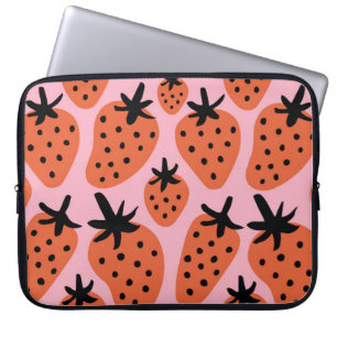 Leuke aardbei, met de hand getekend naadloos ontwe laptop sleeve