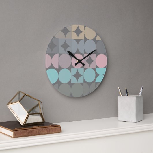 Leuke Abstracte Circles Squares Popart Pattern Grote Klok (Kantoor)