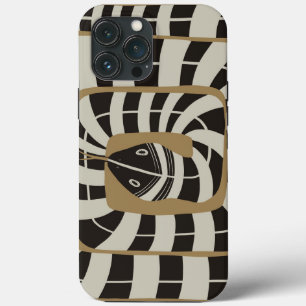 Leuke Abstracte Gestreepte Snake in Bruine Neutral iPhone 13 Pro Max Hoesje