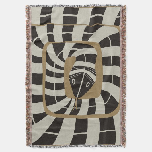 Leuke Abstracte Gestreepte Snake in Bruine Neutral Deken (Voorkant Verticaal)