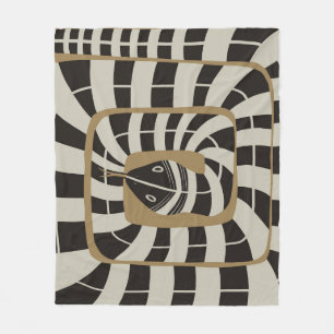 Leuke Abstracte Gestreepte Snake in Bruine Neutral Fleece Deken