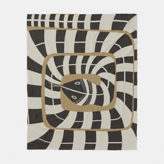 Leuke Abstracte Gestreepte Snake in Bruine Neutral Fleece Deken (Voorkant)