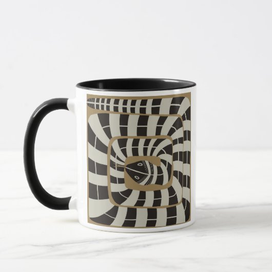 Leuke Abstracte Gestreepte Snake in Bruine Neutral Mok (Links)