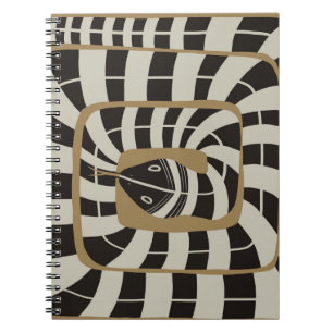 Leuke Abstracte Gestreepte Snake in Bruine Neutral Notitieboek