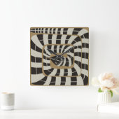 Leuke Abstracte Gestreepte Snake in Bruine Neutral Vierkante Klok (Huis)