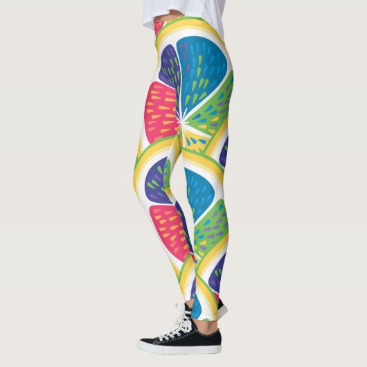 Leuke Abstracte Kleurrijke Citrus Slice Regenboogp Leggings (Links)