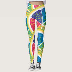 Leuke Abstracte Kleurrijke Citrus Slice Regenboogp Leggings