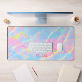 Leuke Abstracte Pastel Licht Roze & Blauw Marmeren Bureaumat