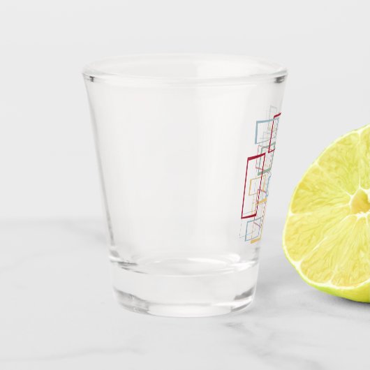 Leuke Abstracte Pleinen Kleurrijk Midden-Eeuw Shot Glas (Links)