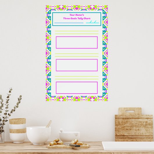 Leuke ADHD Girl's Goal Habit Tracker Grafiek Downl Poster (Keuken)