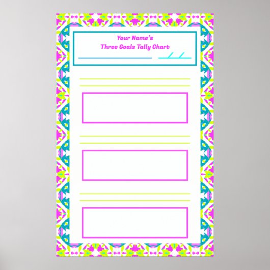 Leuke ADHD Girl's Goal Habit Tracker Grafiek Downl Poster (Voorkant)