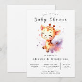 Leuke afdrukbare Giraffe Baby shower Kaart (Voorkant / Achterkant)