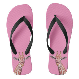 Leuke Afrikaanse Giraffe Waterverf op Roze Teenslippers
