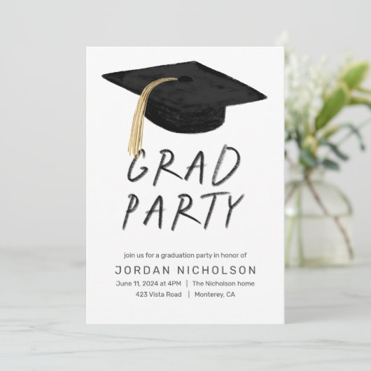 Leuke "Afstudeerder Party" Moderne afstudeercap Kaart (Staand voorkant)