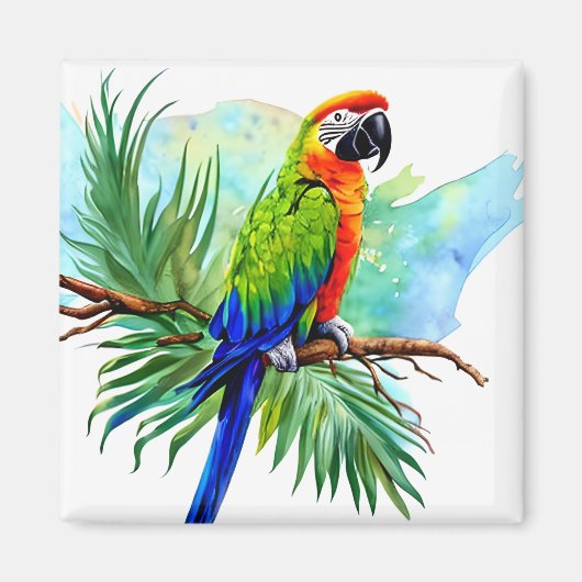 Leuke AI Gegenereerde Macaw Parrot Magneet (Voorkant)