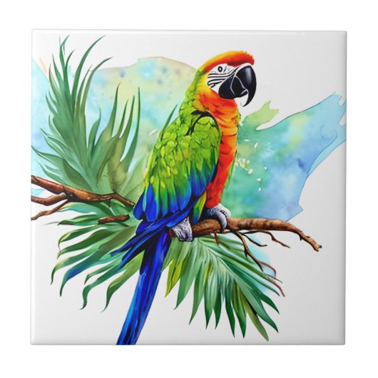 Leuke AI Gegenereerde Macaw Parrot Tegeltje (Voorkant)