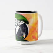 Leuke AI Generated Parrot Close Up Tweekleurige Koffiemok (Voorkant rechts)
