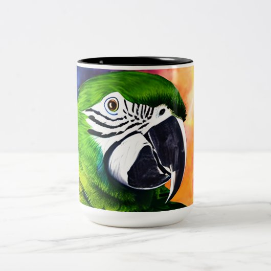 Leuke AI Generated Parrot Close Up Tweekleurige Koffiemok (Center)