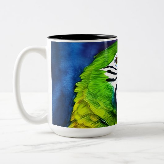 Leuke AI Generated Parrot Close Up Tweekleurige Koffiemok (Links)