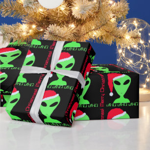 Leuke Alien Santa Geek Humor LGM Kerst Cadeaupapier