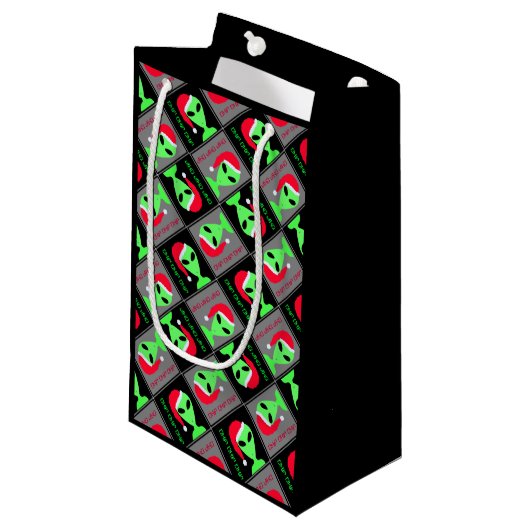 Leuke Alien Santa Geek Small Christmas Pattern Klein Cadeauzakje (Voorkant Gekanteld)