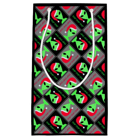 Leuke Alien Santa Geek Small Christmas Pattern Klein Cadeauzakje (Voorkant)