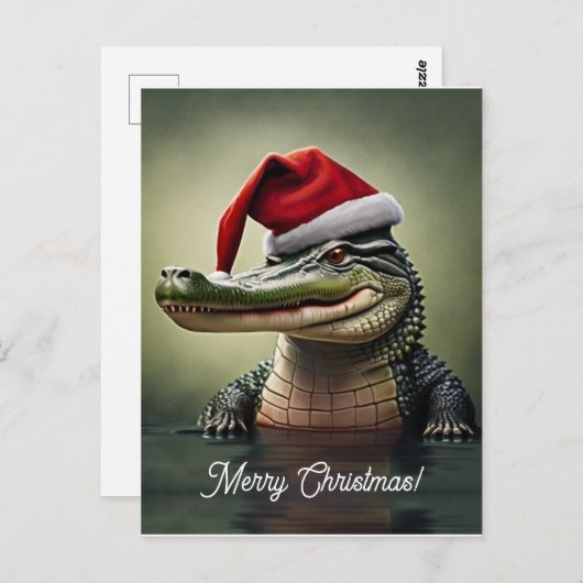 Leuke Alligator in Santa Hat Briefkaart (Voorkant / Achterkant)
