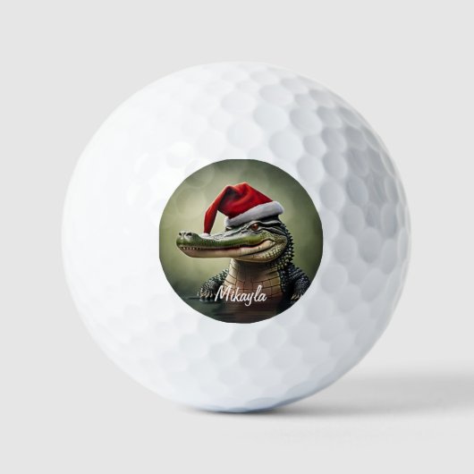 Leuke Alligator in Santa Hat Golfballen (Voorkant)