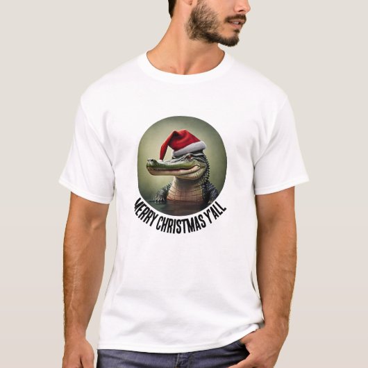 Leuke Alligator in Santa Hat T-shirt (Voorkant)
