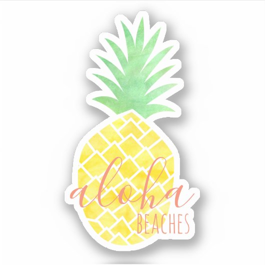 Leuke Aloha stranden Tropische Waterverf Ananas Sticker (Voorkant)