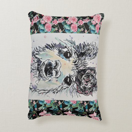 Leuke Alpacca Llama Rozen Waterverf Accent Kussen (Achterkant (Verticaal))