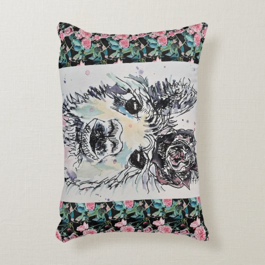 Leuke Alpacca Llama Rozen Waterverf Accent Kussen (Voorkant(Verticaal))