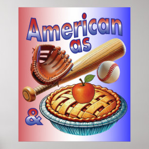 Leuke Amerikaan als honkbal en appeltaart Poster