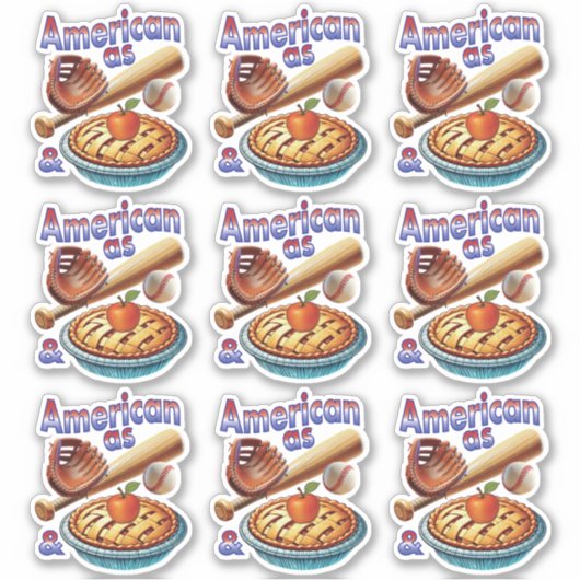 Leuke Amerikaan als honkbal en appeltaart Sticker (Voorkant)
