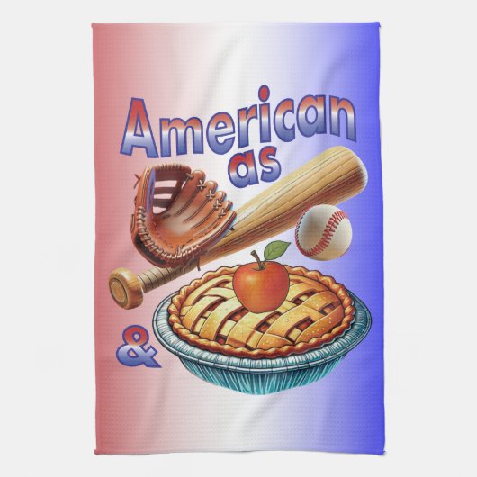 Leuke Amerikaan als honkbal en appeltaart Theedoek (Verticaal)