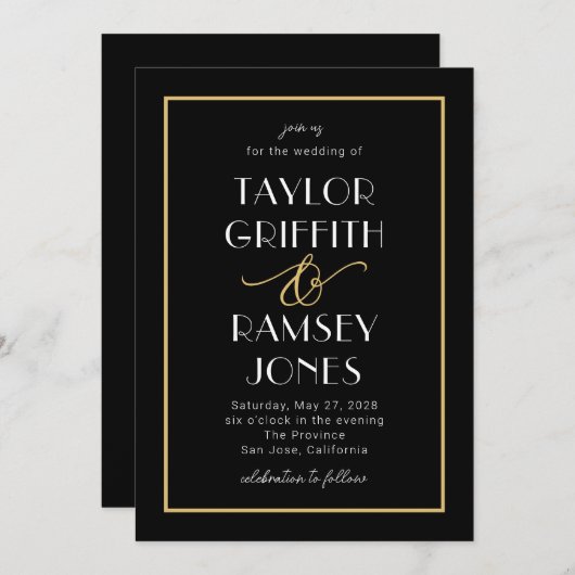 Leuke Ampersand bewerkbare kleur bruiloft uitnodig Kaart (Voorkant / Achterkant)