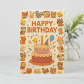 Leuke Animal Party Verjaardag Kaart (Staand voorkant)