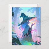 Leuke anime heks meisje fantasy kunst briefkaart (Voorkant / Achterkant)