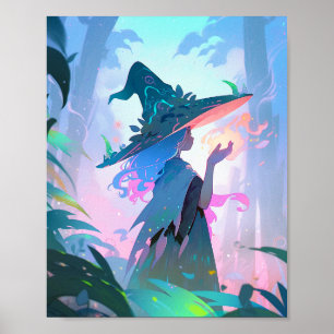 Leuke anime heks meisje fantasy kunst poster