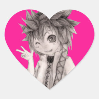 Leuke anime man, originele tekening hart sticker