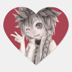 Leuke anime man, originele tekening hart sticker