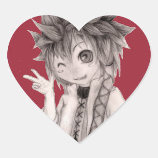 Leuke anime man, originele tekening hart sticker