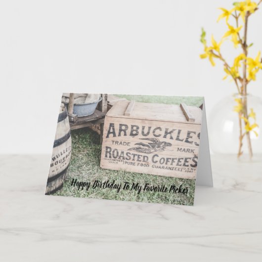 Leuke Antiek Collector Picker Verjaardag Kaart (Gele Bloem)