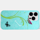 Leuke Aqua Damask Kleurrijke Vogelvlinder Case-Mate iPhone Case (Achterkant (horizontaal))