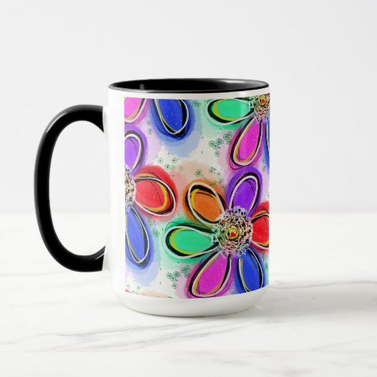 Leuke Artsy Waterverf Bloemen Patroon Mok (Links)
